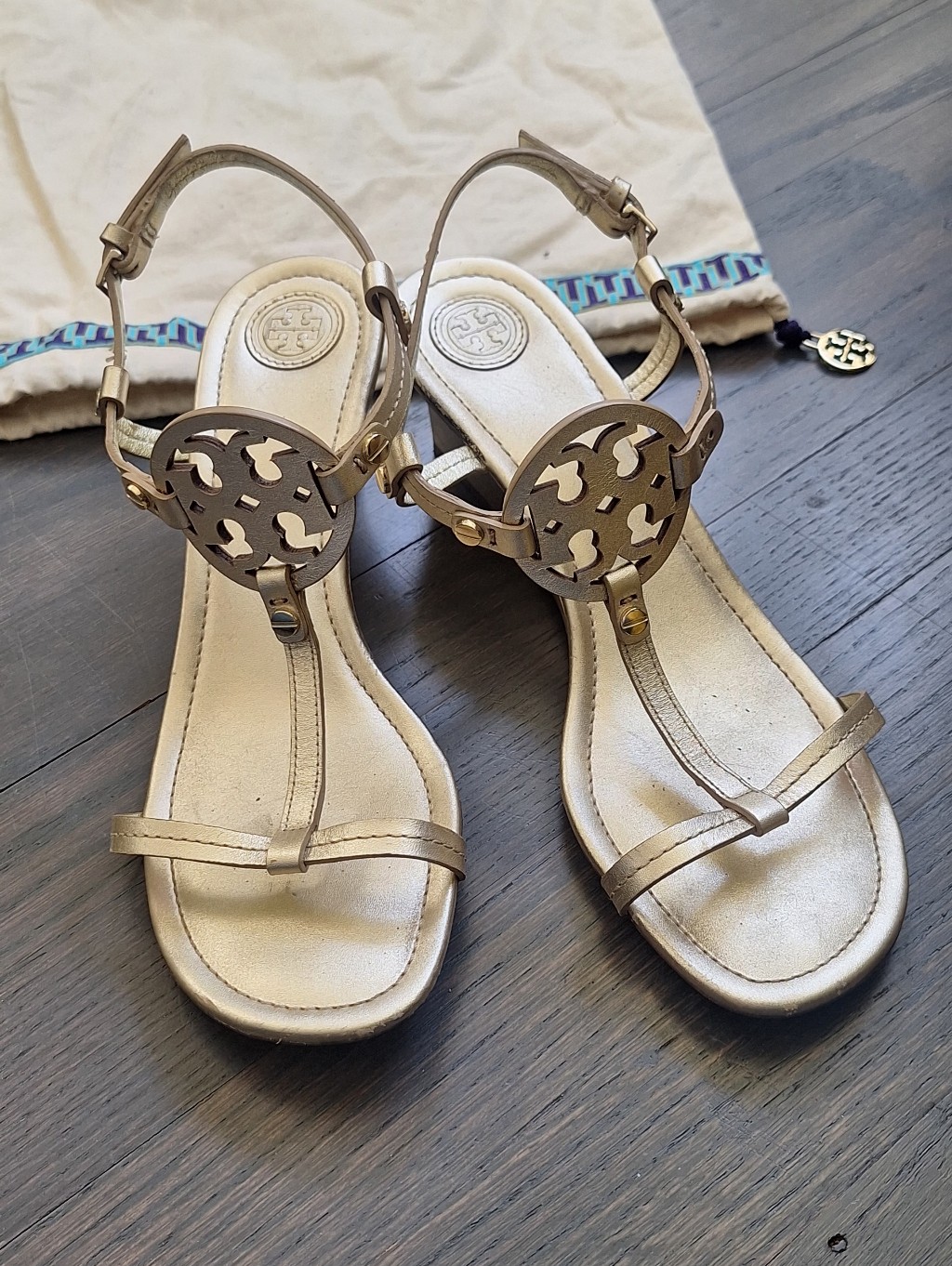 Tory Burch Miller Gold Wedge Sandal 8.5